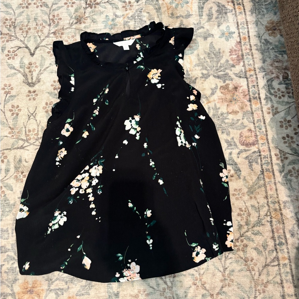 LC Lauren Conrad Black Floral Top